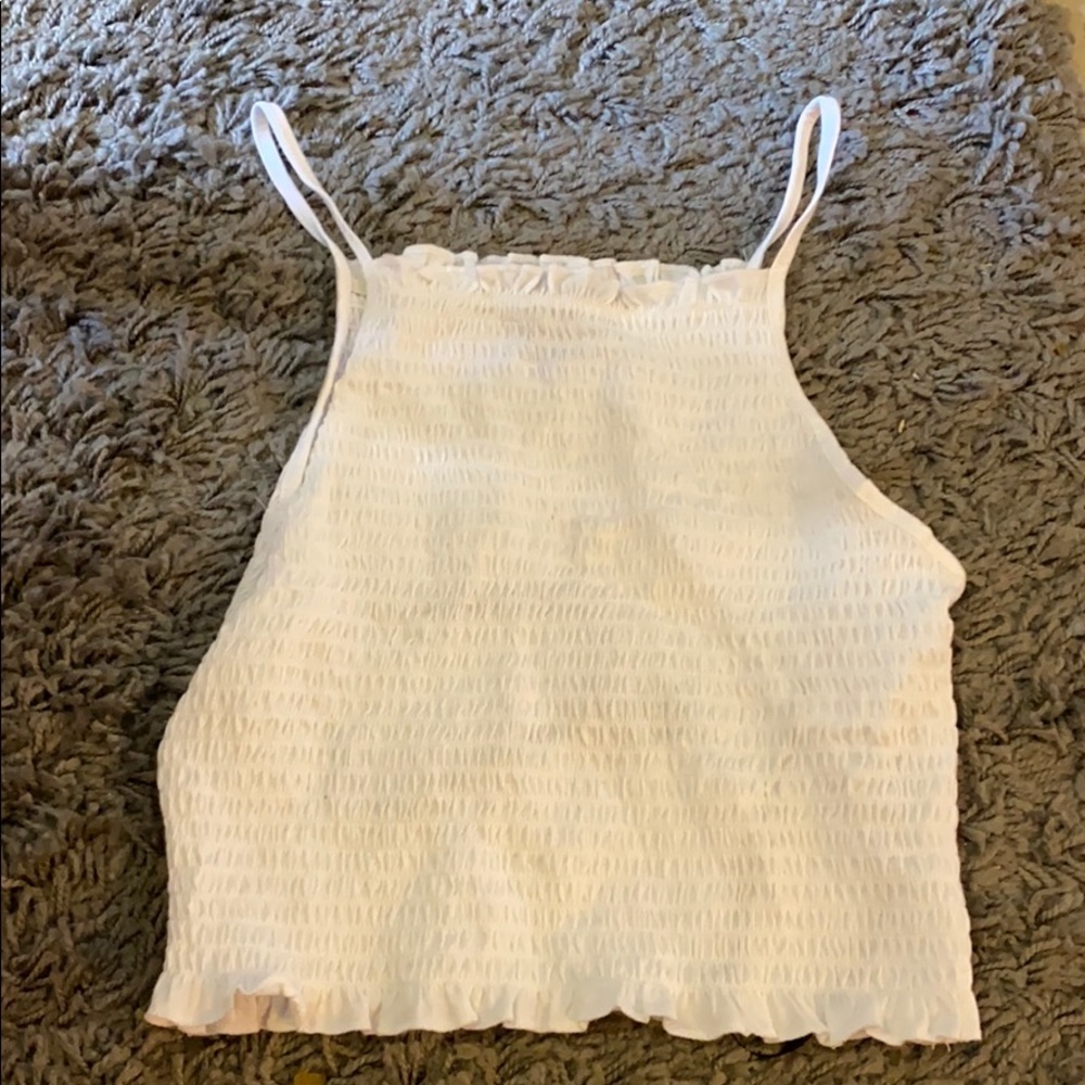 White Halter crop top